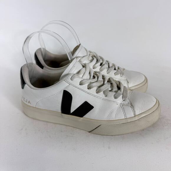 Veja Campo Sneakers Women's 7 White Leather Lace Up Low Top Athletic Shoes - Picture 2 of 10